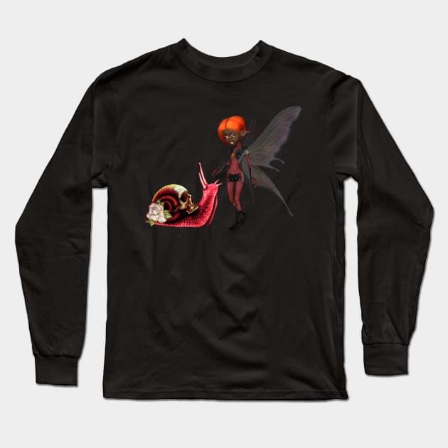 Little fairy with fantasy snaile and skull Long Sleeve T-Shirt by Nicky2342